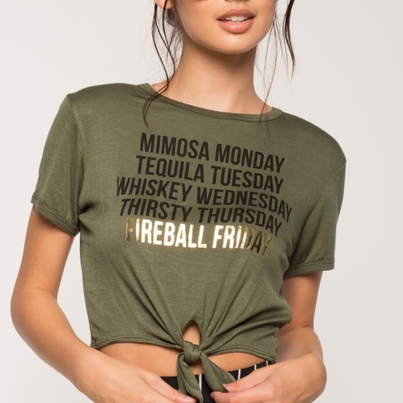 a'gaci Tops - Drink of the Week Tie Front Tee